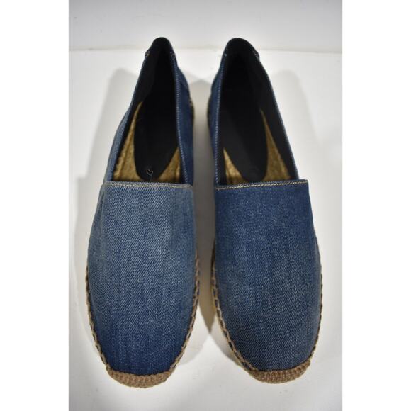 Saint Laurent Perseo Blue Jeans Denim YSL Gold Logo Slip On Espadrille Flat 40 - Picture 6 of 12